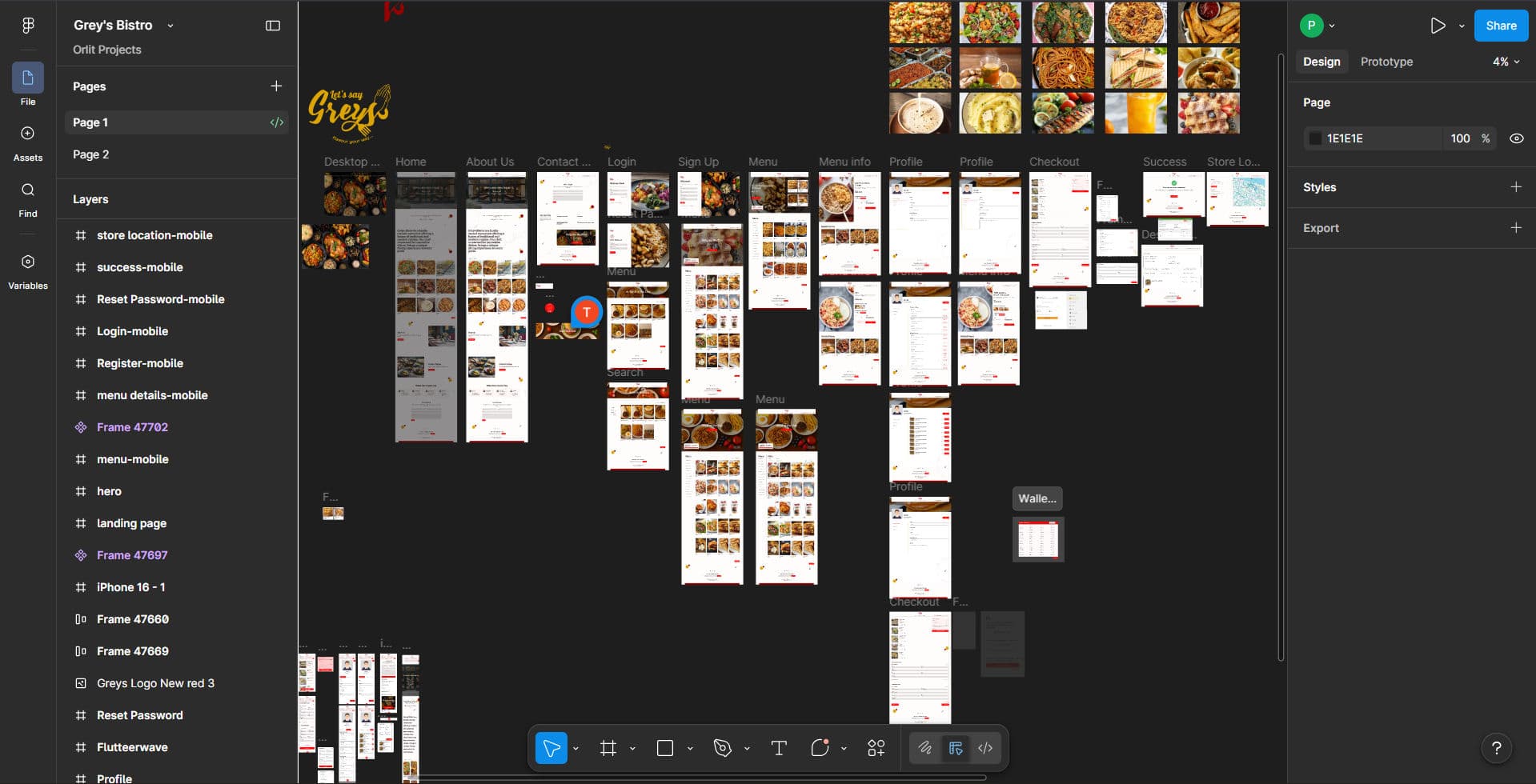 Grey's Bistro was a food website project I was commissioned to design, with the goal of creating a strong digital presence for a luxury dining brand.