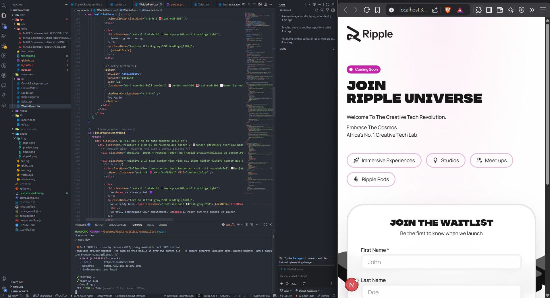 The redesigned waitlist page, aligned with the Ripple Universe brand and focused on conversion.