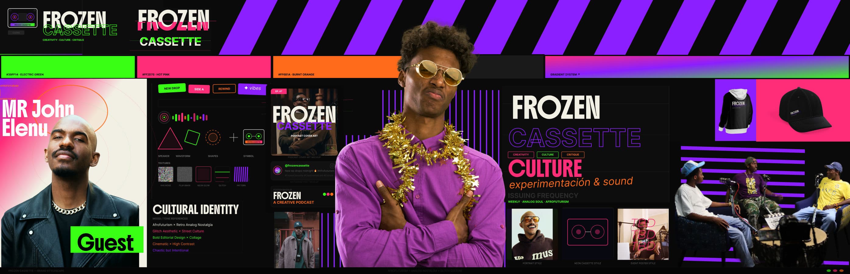 Frozen Cassette is a podcast focused on creative community, culture, and societal critique.